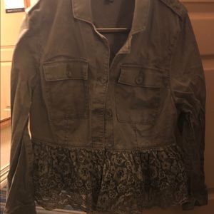 Lane Bryant green jacket lace bottom